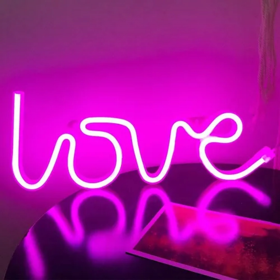 Luz De Neón Lampara Led Decorativa Labio Love Batería/ Usb