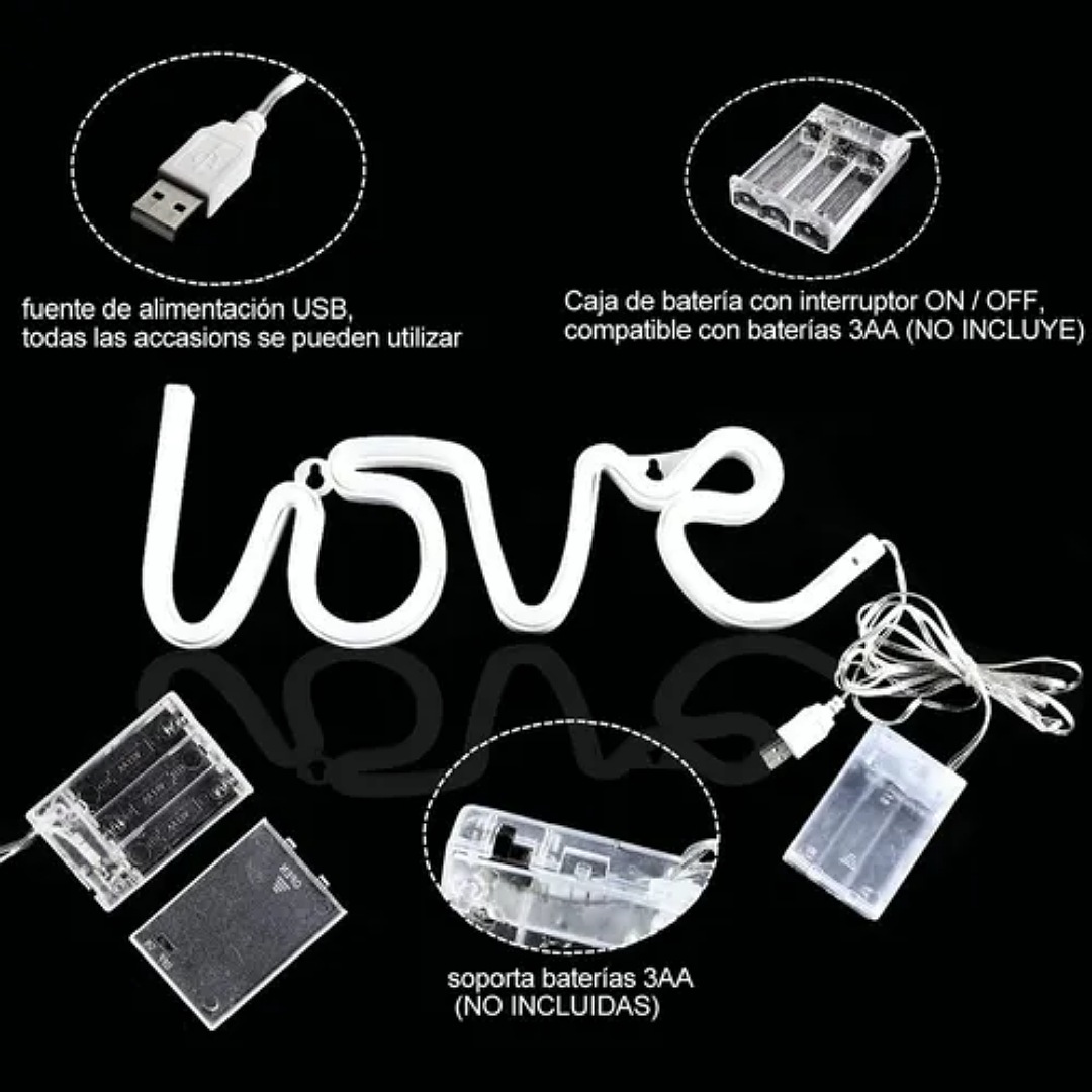 Luz De Neón Lampara Led Decorativa Labio Love Batería/ Usb