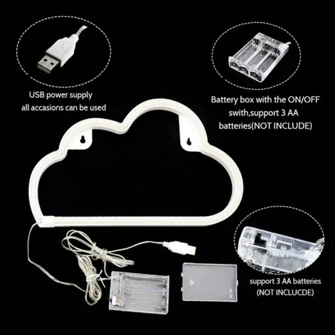 Luces La Noche Rayo Nube Luz De Neón Para La Batería/ Usb