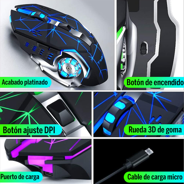 Mouse Gamer Inalámbrico T-wolf Q13 Silencioso