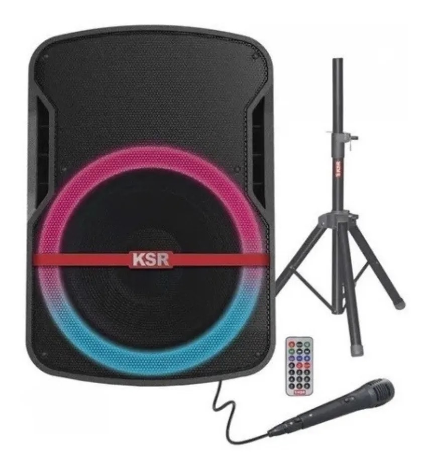 Bafle Recargable De 15" Msa-7515nd con luces Neon Tecnologia KSR Lin