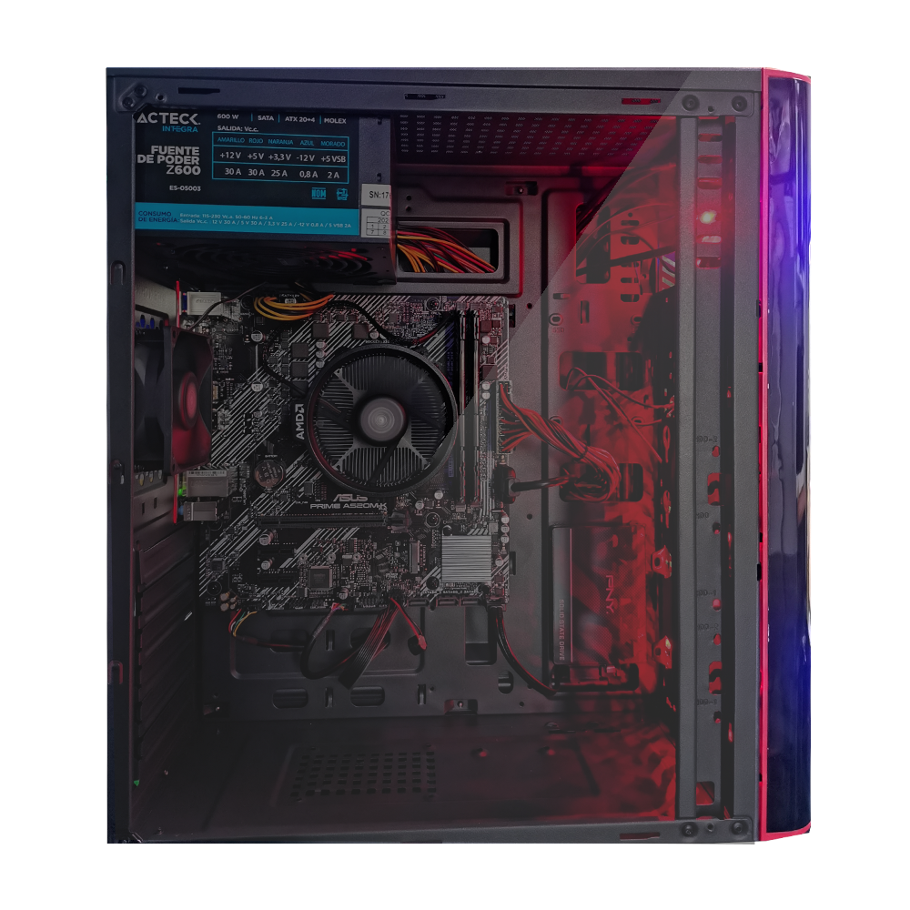 Pc Gamer JATS Ryzen 5 4650G Pro / 16 GB Ram /250 GB SSD / +wifi color Negro con Rojo		