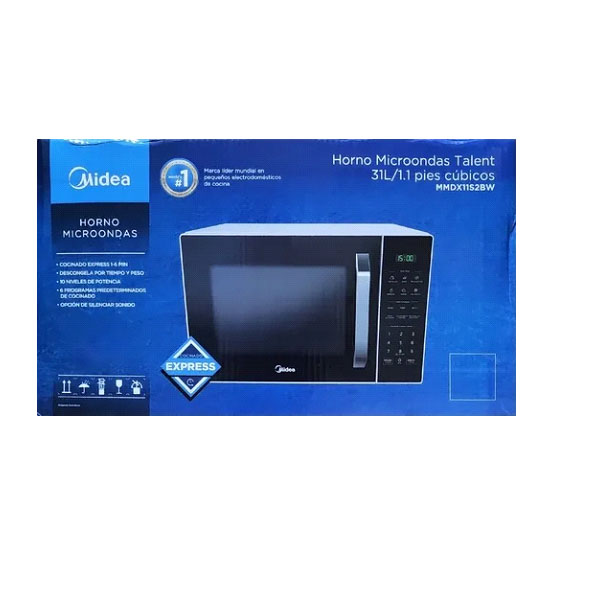 HORNO DE MICROONDAS MIDEA DE 1.1FT BLANCO CON NEGRO ELEGANTE