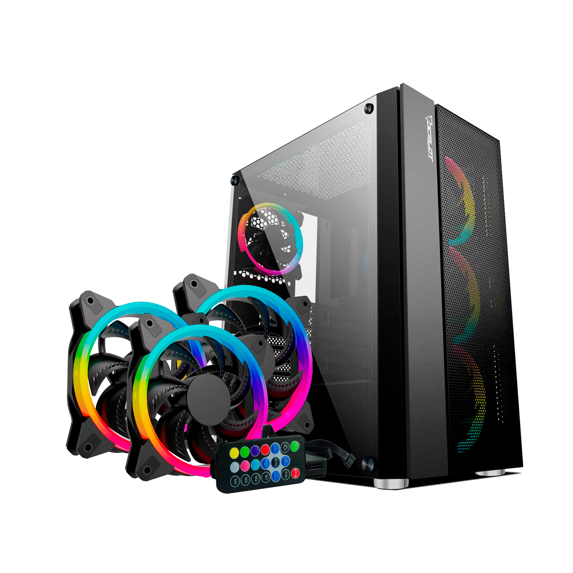 Gabinete Gamer Ocelot Gaming OGEC02, ATX, sin Fuente, incluye 4 Ventiladores RGB