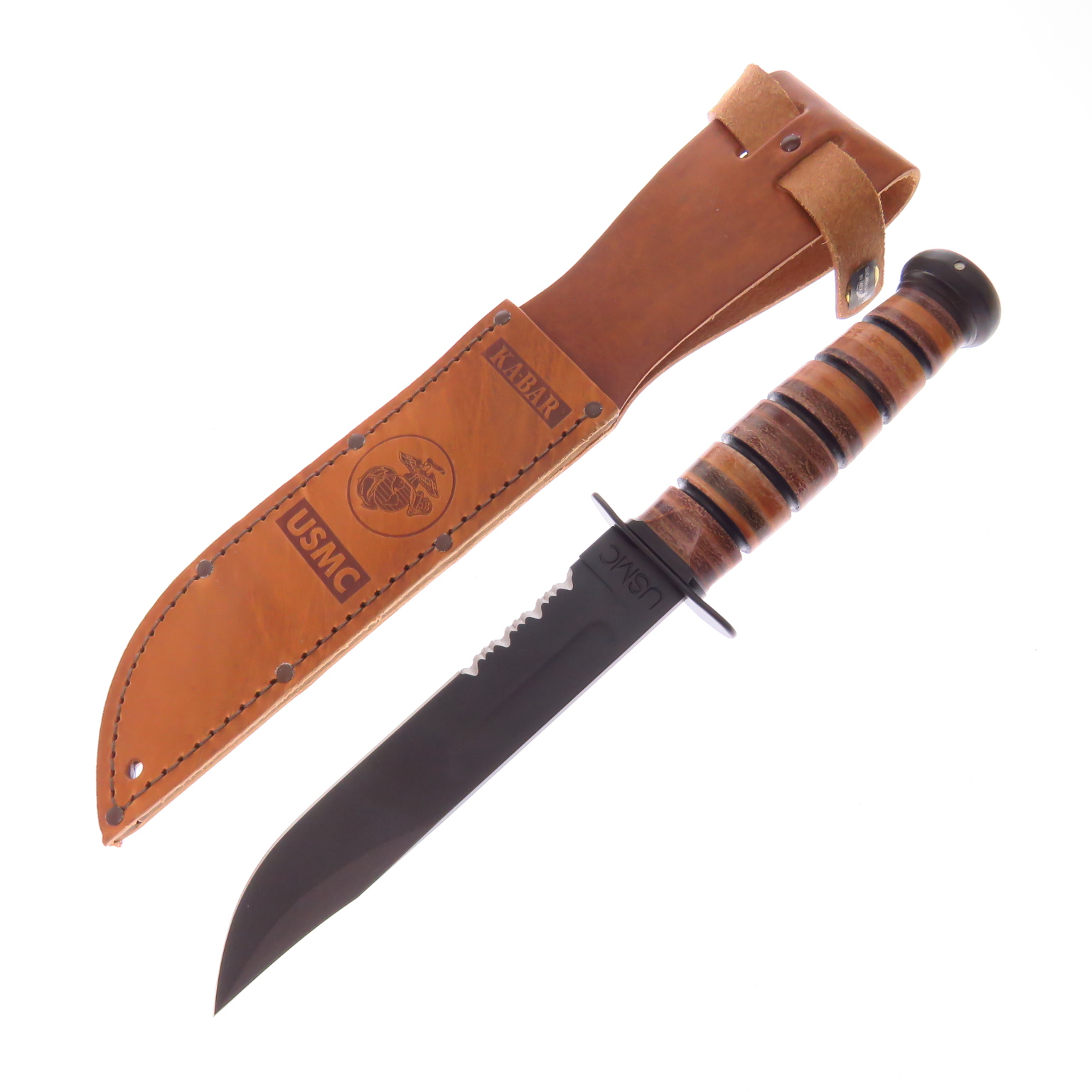 Ka1218 Kabar Usmc Full Combo Leather Alto Carbon Funda De Piel