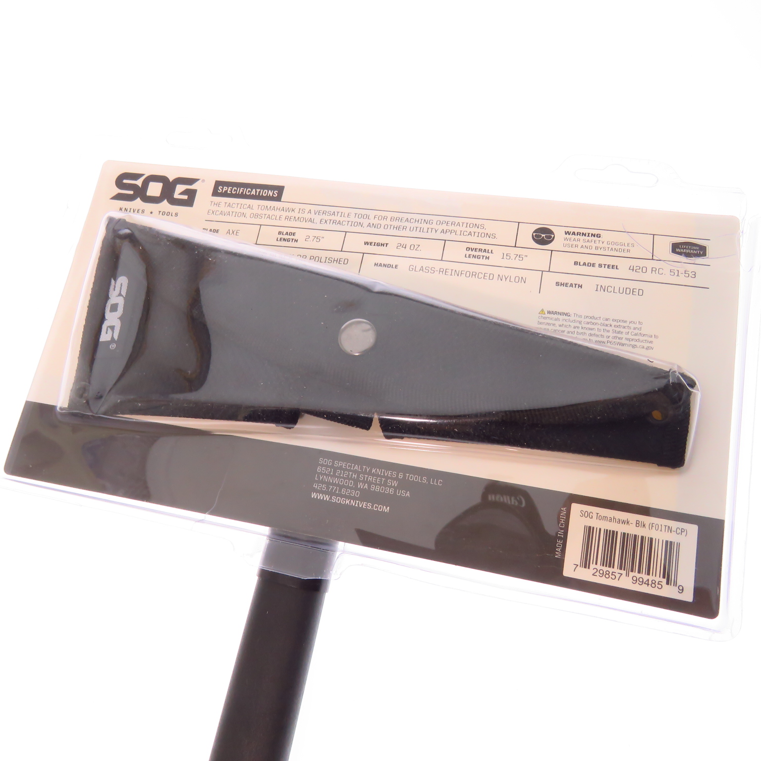 Sogf01Tncp Sog Tactical Tomahawk Hacha De Lanzamiento De Pico Y Funda