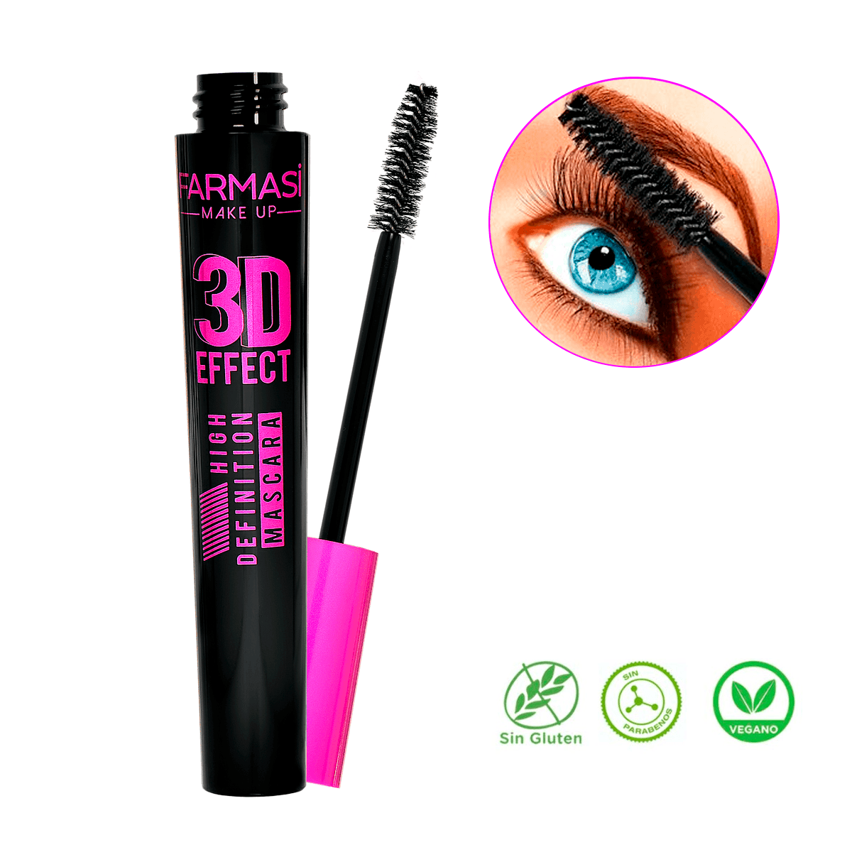 Maquillaje Farmasi Paleta de Sombra Glam up, Mascara De Pestaña, Delineador y Polvo Compacto Texttura Sedosa Kit De Maquillaje