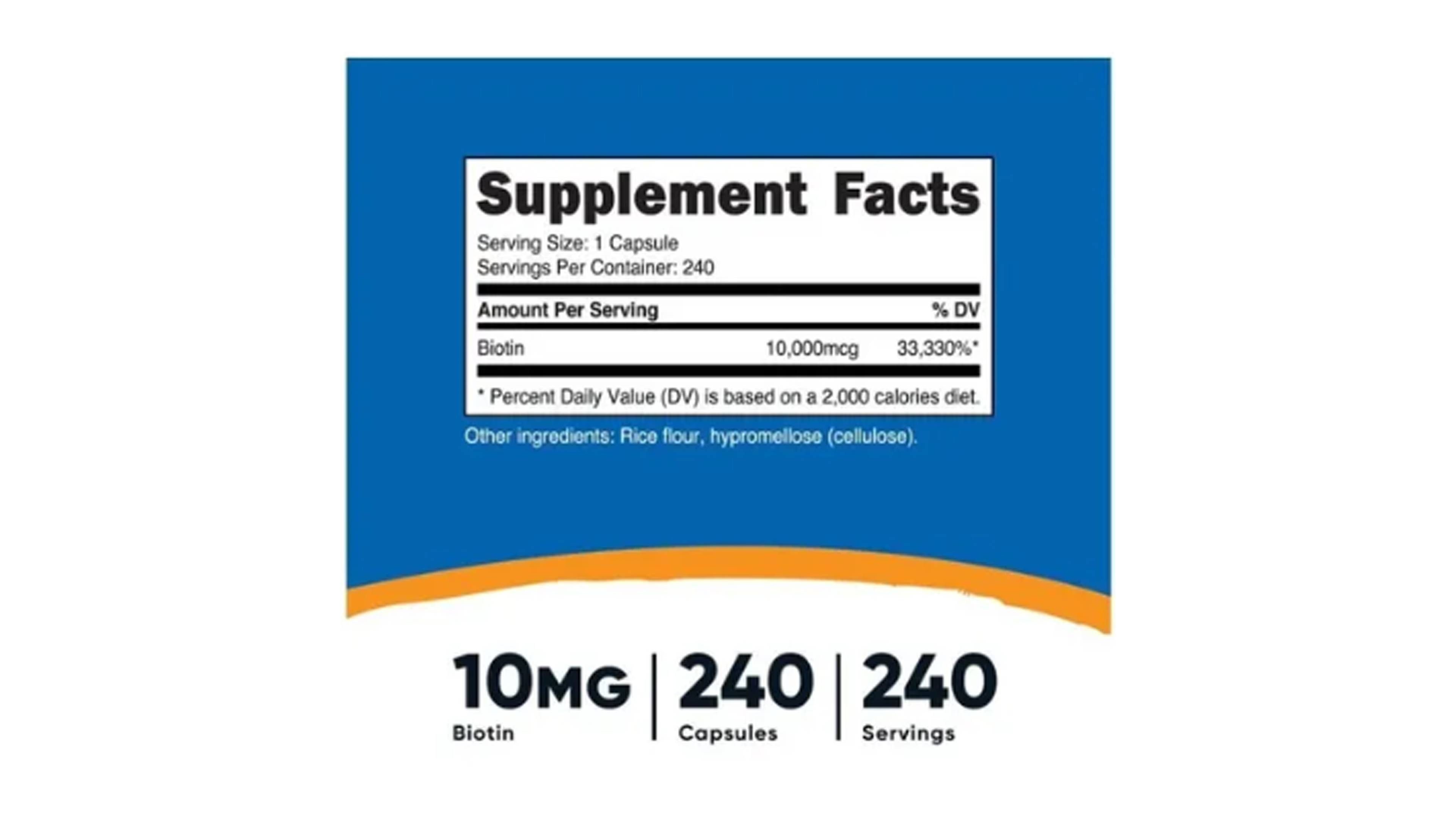 Biotin 10,000 Mcg Ayuda Pelo Piel Y Uñas 240 Caps Maxima Resistencia