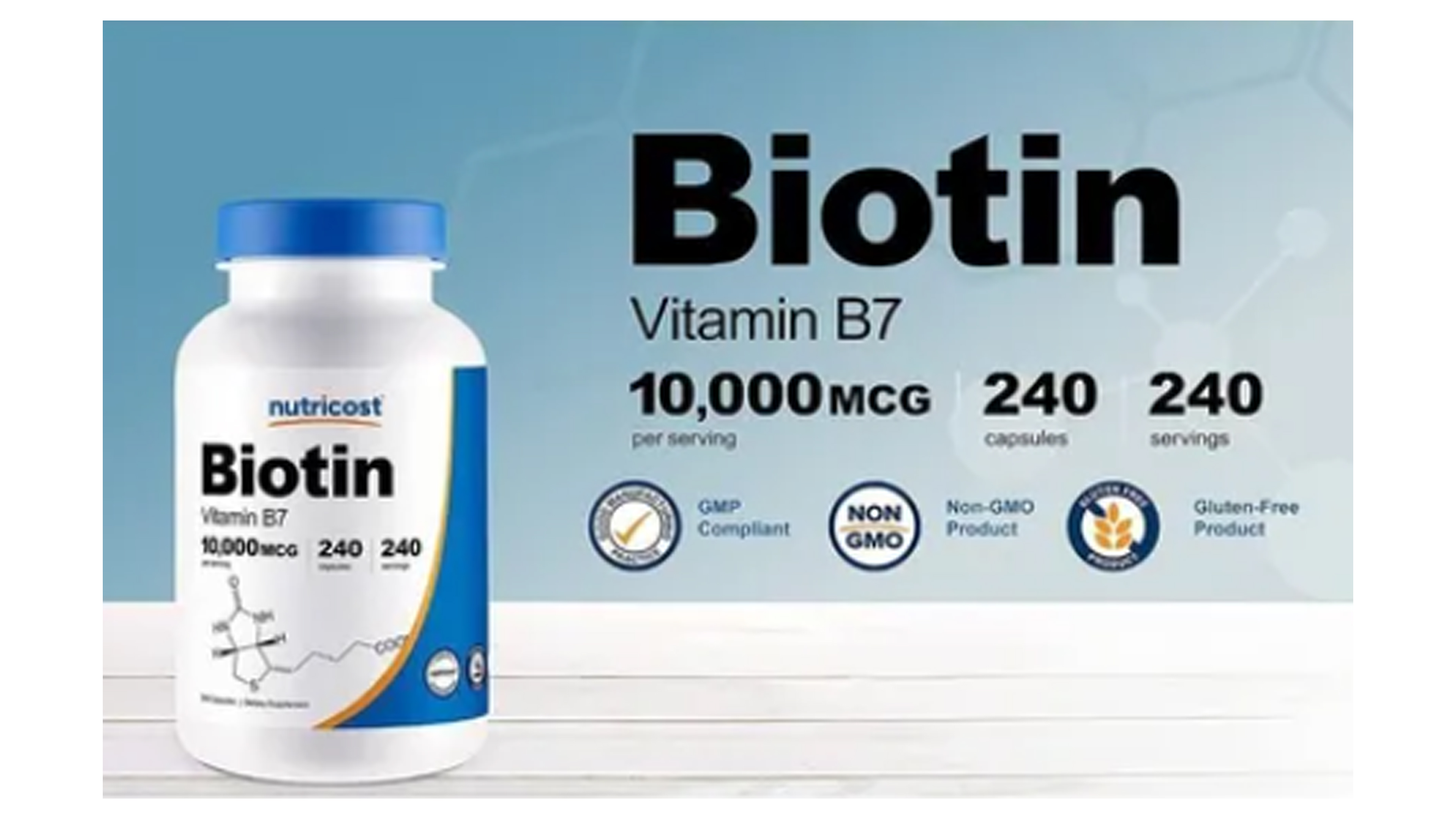 Biotin 10,000 Mcg Ayuda Pelo Piel Y Uñas 240 Caps Maxima Resistencia