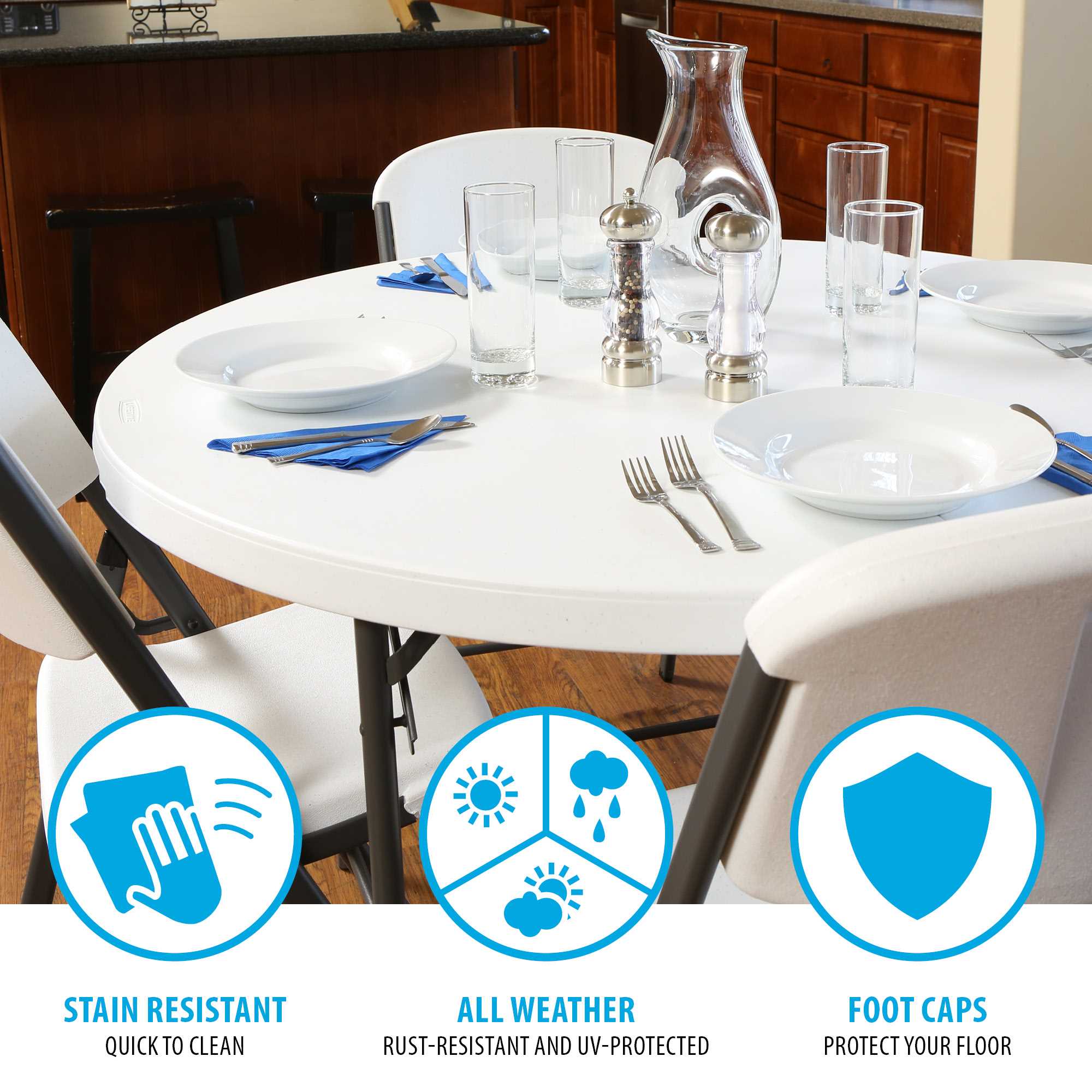 Mesa Redonda Plegable por la mitad De 1.22 Lifetime