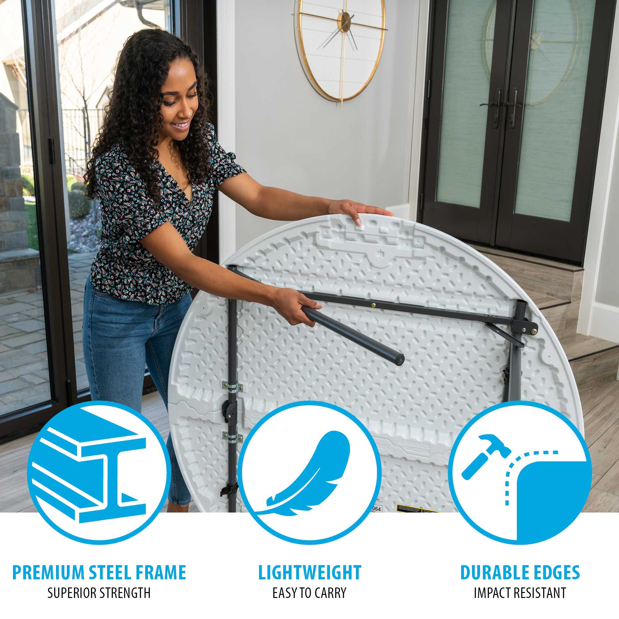 Mesa Redonda Plegable por la mitad De 1.22 Lifetime