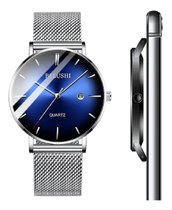 Reloj De Cuarzo Para Caballero Elegante Plateado