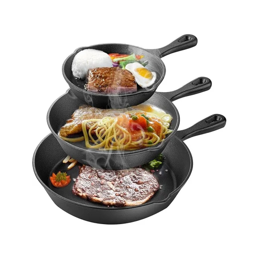 3 Sartenes De Hierro Fundido, Sartén De 6/8/10 Pulgadas