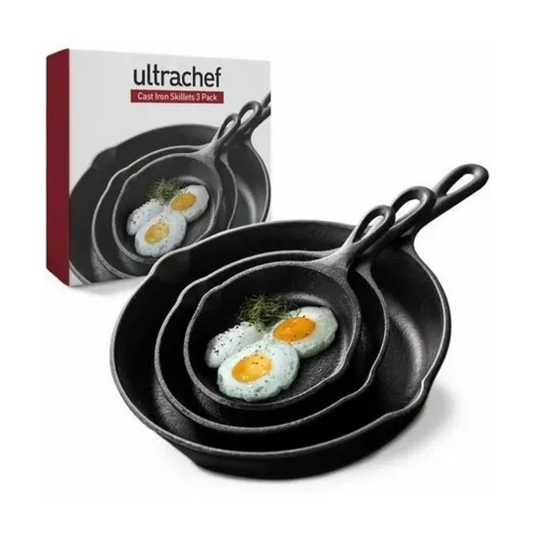 3 Sartenes De Hierro Fundido, Sartén De 6/8/10 Pulgadas