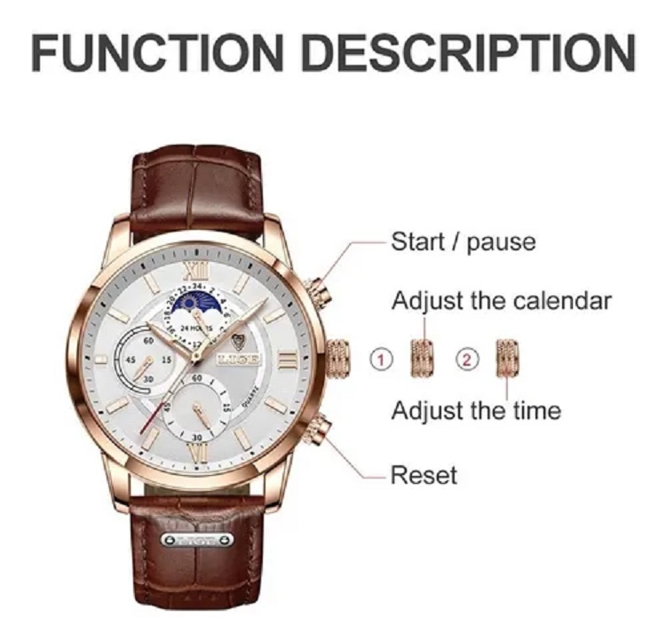 Reloj Deportivo Impermeable Para Hombre Cafe