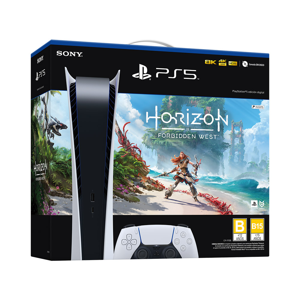 Pack de Consola PlayStation5 Digital + Horizon Forbidden West (Reacondicionado A, Empaque Dañado)