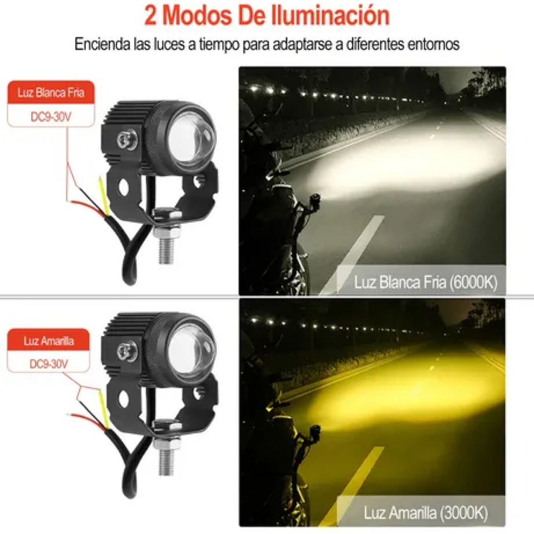 Par Faros De Lupa Doble Color Alta/baja Para Auto Moto 60w