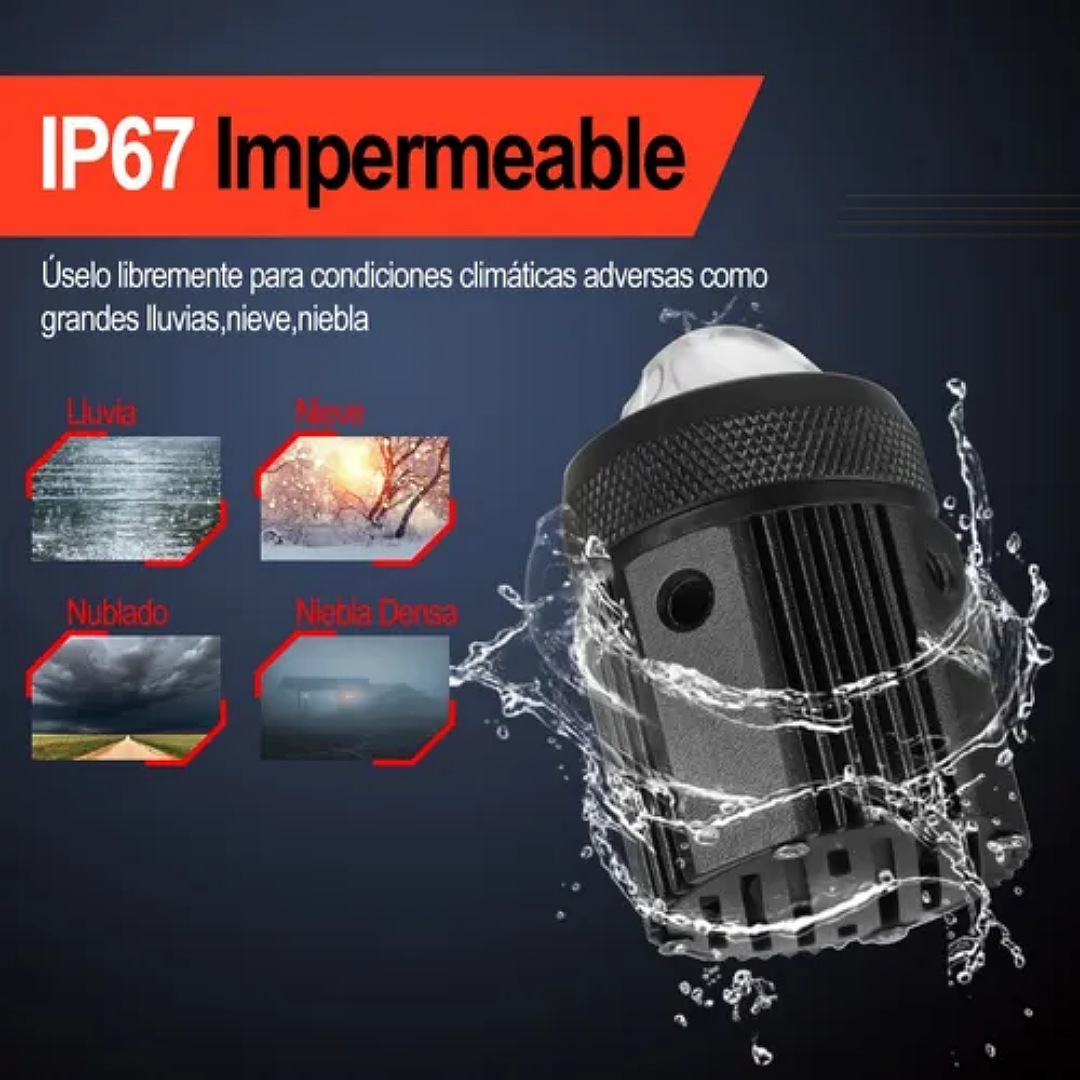 Par Faros De Lupa Doble Color Alta/baja Para Auto Moto 60w