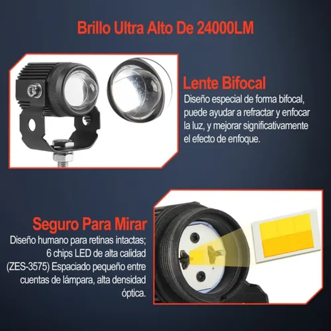 Par Faros De Lupa Doble Color Alta/baja Para Auto Moto 60w