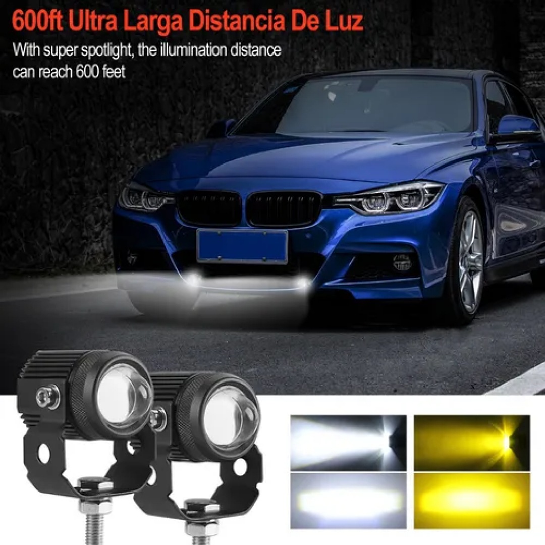 Par Faros De Lupa Doble Color Alta/baja Para Auto Moto 60w