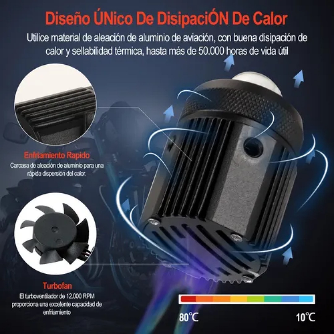 Par Faros De Lupa Doble Color Alta/baja Para Auto Moto 60w