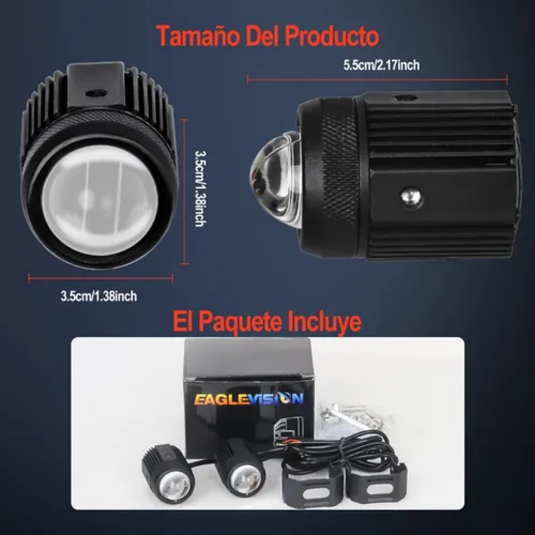 Par Faros De Lupa Doble Color Alta/baja Para Auto Moto 60w