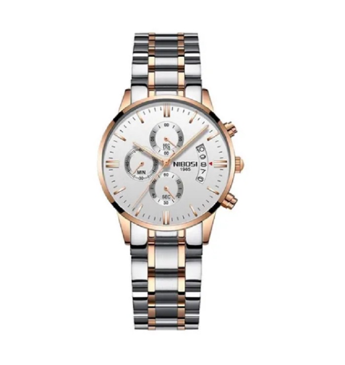 Reloj Para Mujer Impermeable Dorado con Plateado