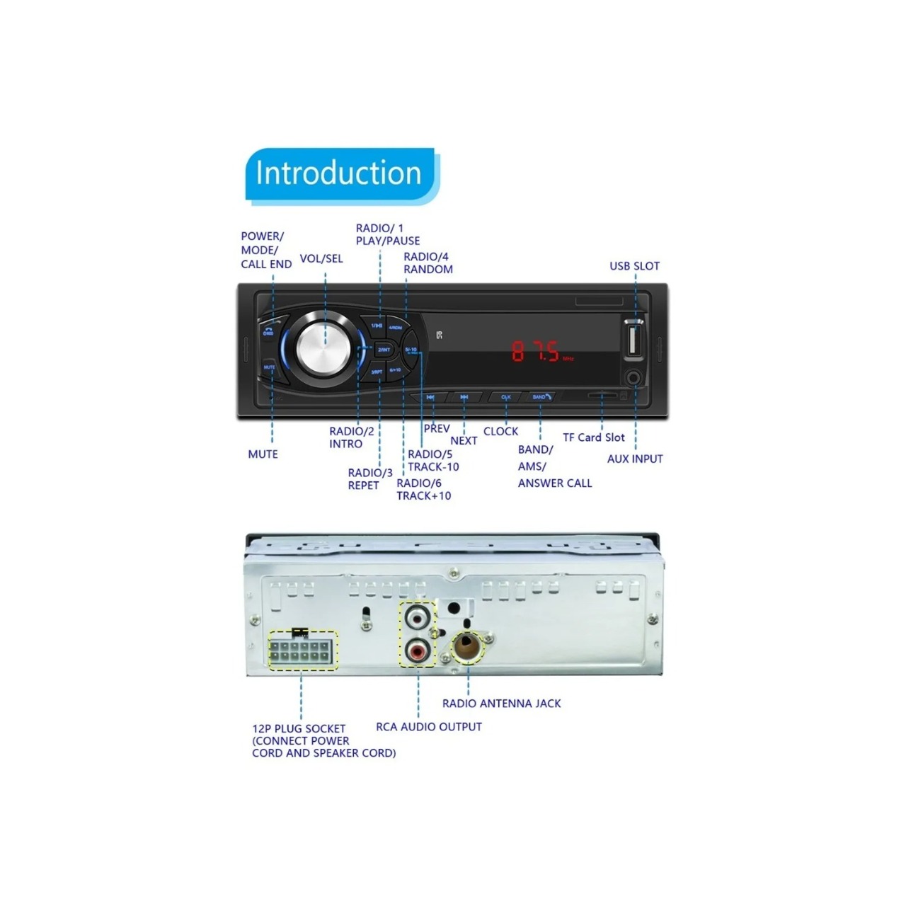 Autoestéreo Reproductor Mp3 Rca Disco U Bluetooth
