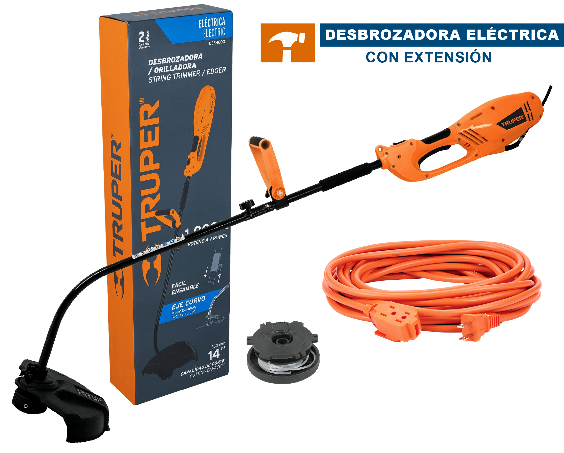 DESBROZADORA Y ORILLADORA ELÉCTRICA 1000W C/ EXTENSIÓN 12 M, TRUPER, KML981