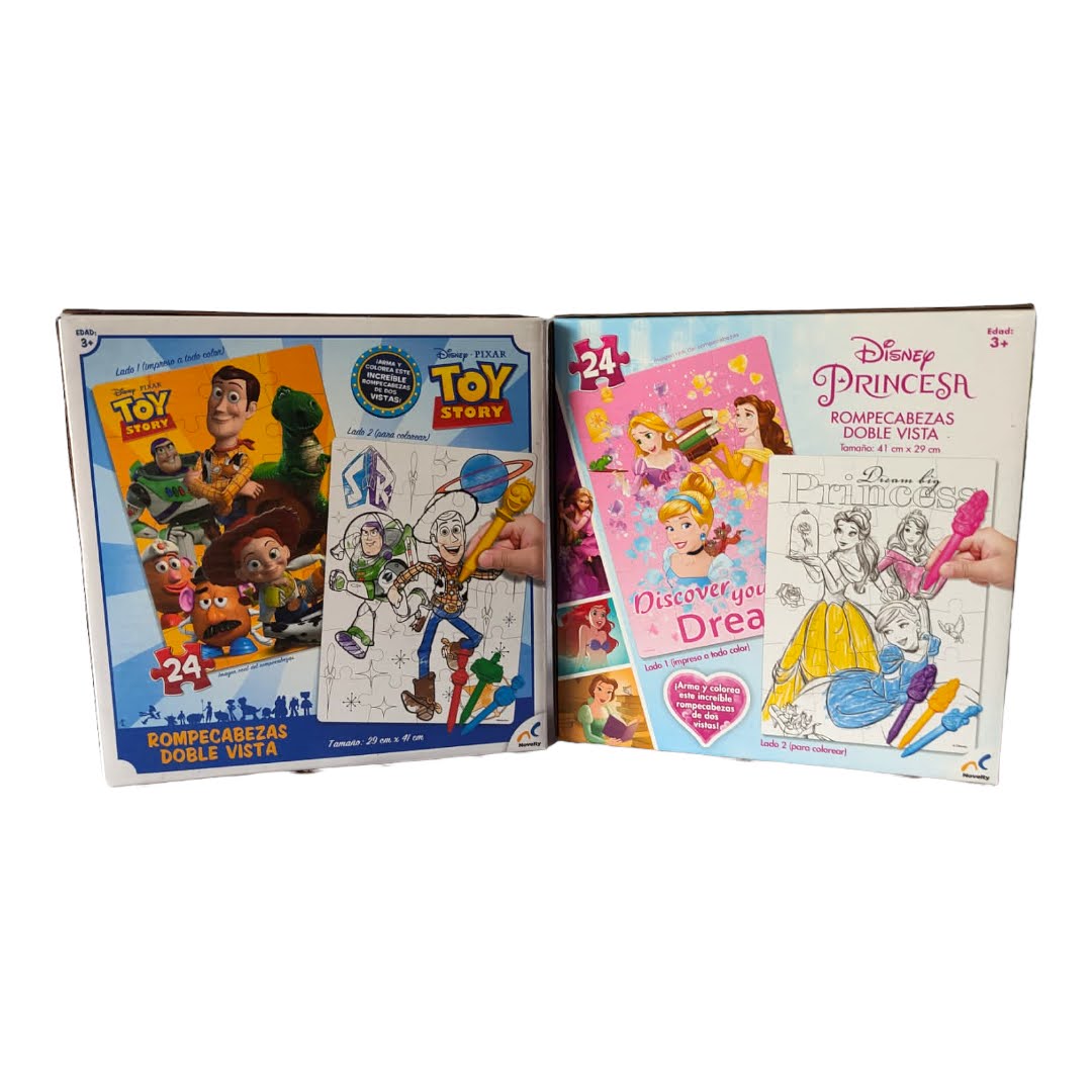 Rompecabezas Doble Vista con Personajes de Disney para Niños 