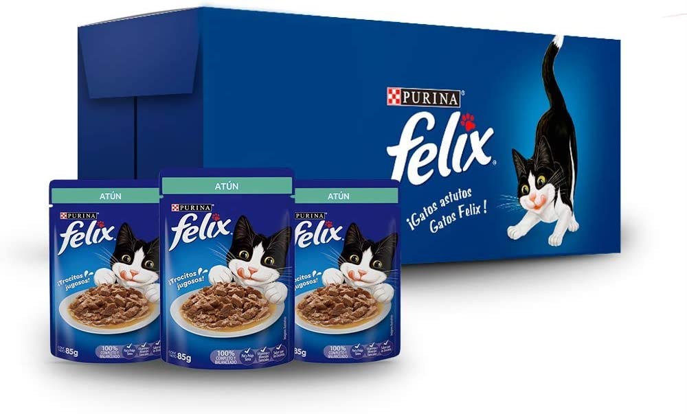 FELIX Alimento Húmedo Sabor Atun, Paquete con 24 Pzas de 85g