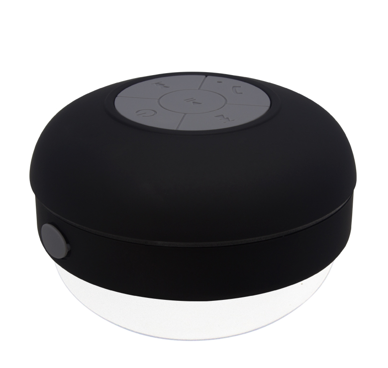 Bocina Negro Bluetooth Redonda Impermeable Contra Agua Baño