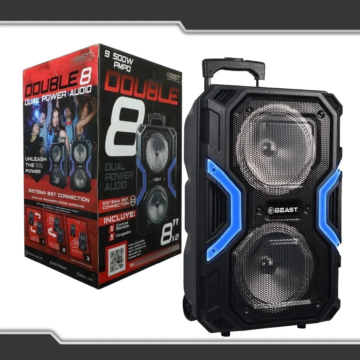 Bocina Bluetooth Inalambrico Bafle Microfono Double 8 Beast