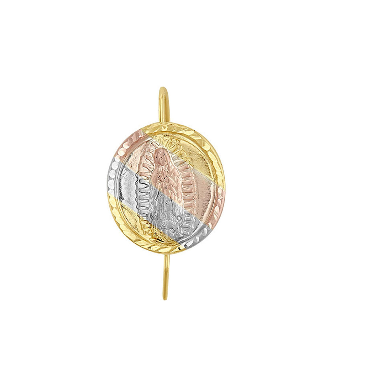Arete Guadalupe Circulo 3 Colores Elaborada En Oro De 10 K