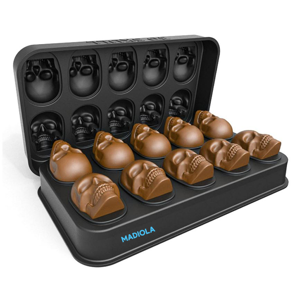 Moldes para Hielos 10 Calaveras 3D Moldes para Hielo de Silicon Fácil Desmoldeo Calavera 3d Silicona Halloween