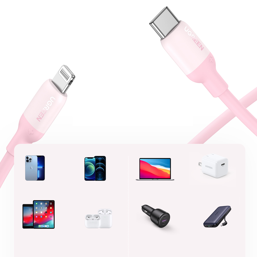 Cable Lightning Carga Rápida Usb Tipo C 1m Rosa Ugreen