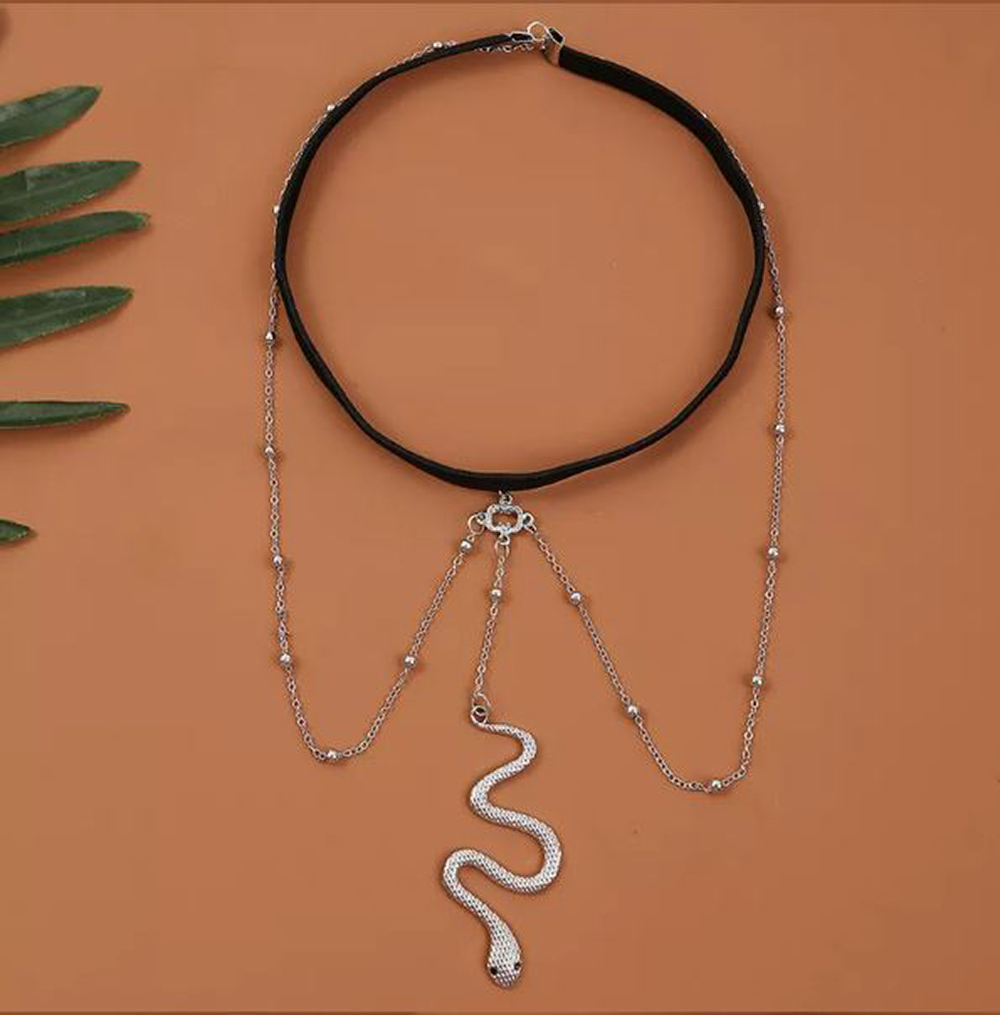 Cadena de Pierna para mujer, cadena muslo o cuerpo, liguero vibora serpiente color plateado