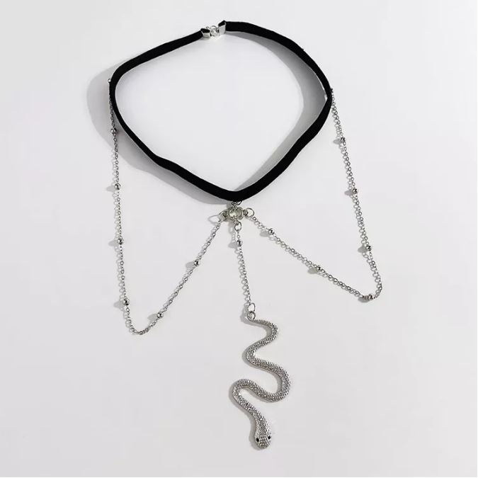 Cadena de Pierna para mujer, cadena muslo o cuerpo, liguero vibora serpiente color plateado