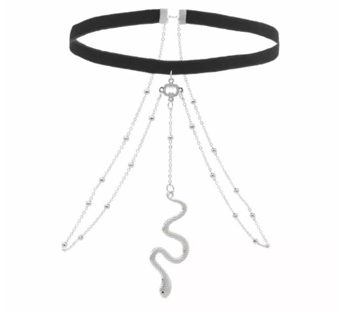 Cadena de Pierna para mujer, cadena muslo o cuerpo, liguero vibora serpiente color plateado