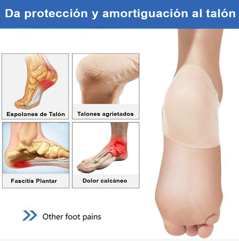 Plantillas de Gel de Silicona, Fascitis Plantar. Protectores de Talón, Sana Talón Seco y Agrietado para pies