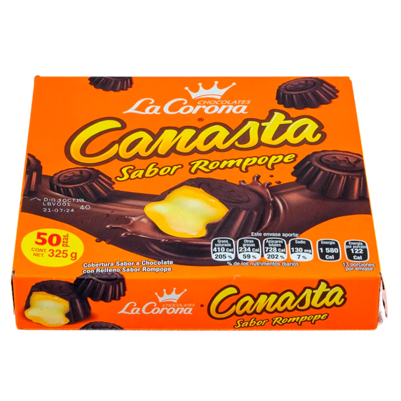 Chocolate Canasta Rompope 50 piezas