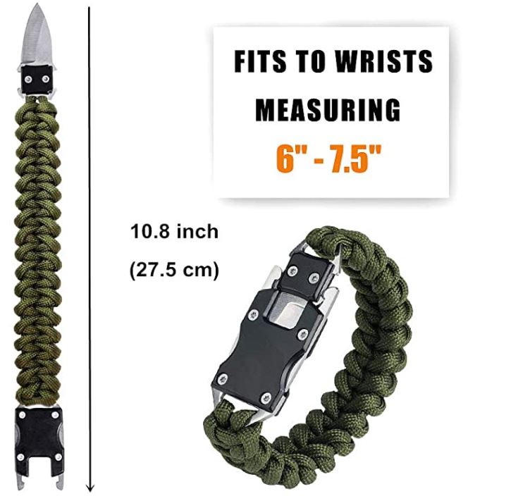 Pulsera de Supervivencia Paracord, Brazalete Táctico 5 en 1 brazalete emergencia campismo