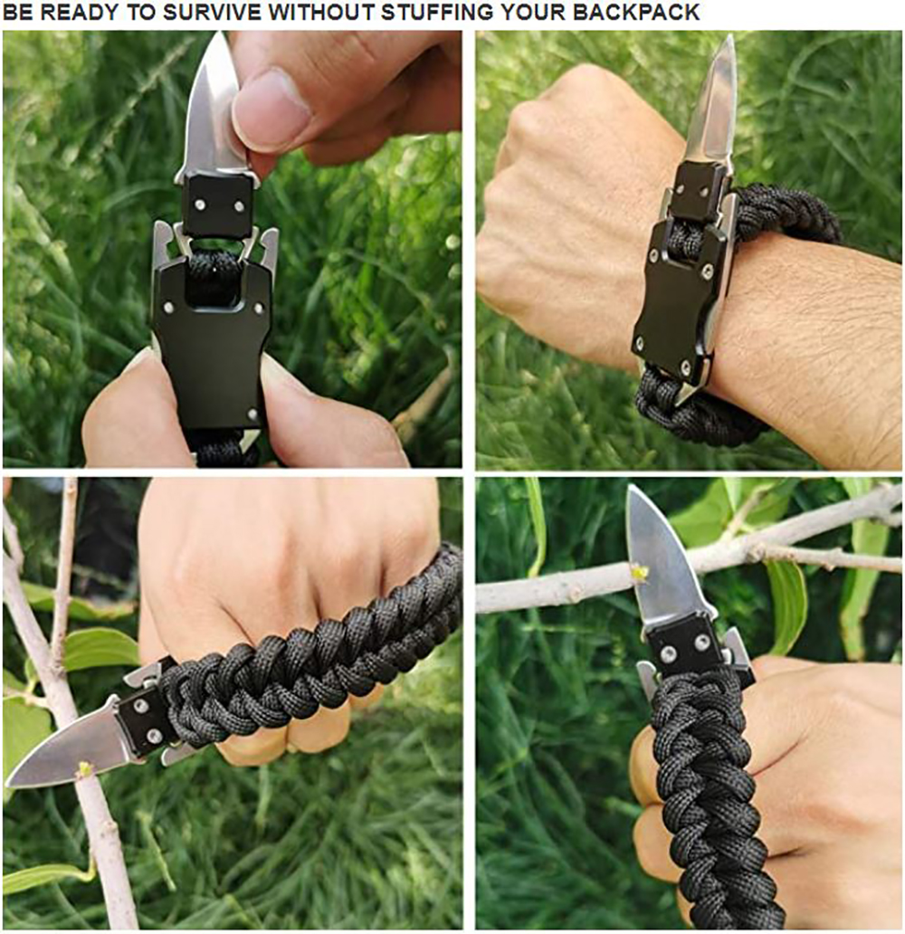 Pulsera de Supervivencia Paracord, Brazalete Táctico 5 en 1 brazalete emergencia campismo
