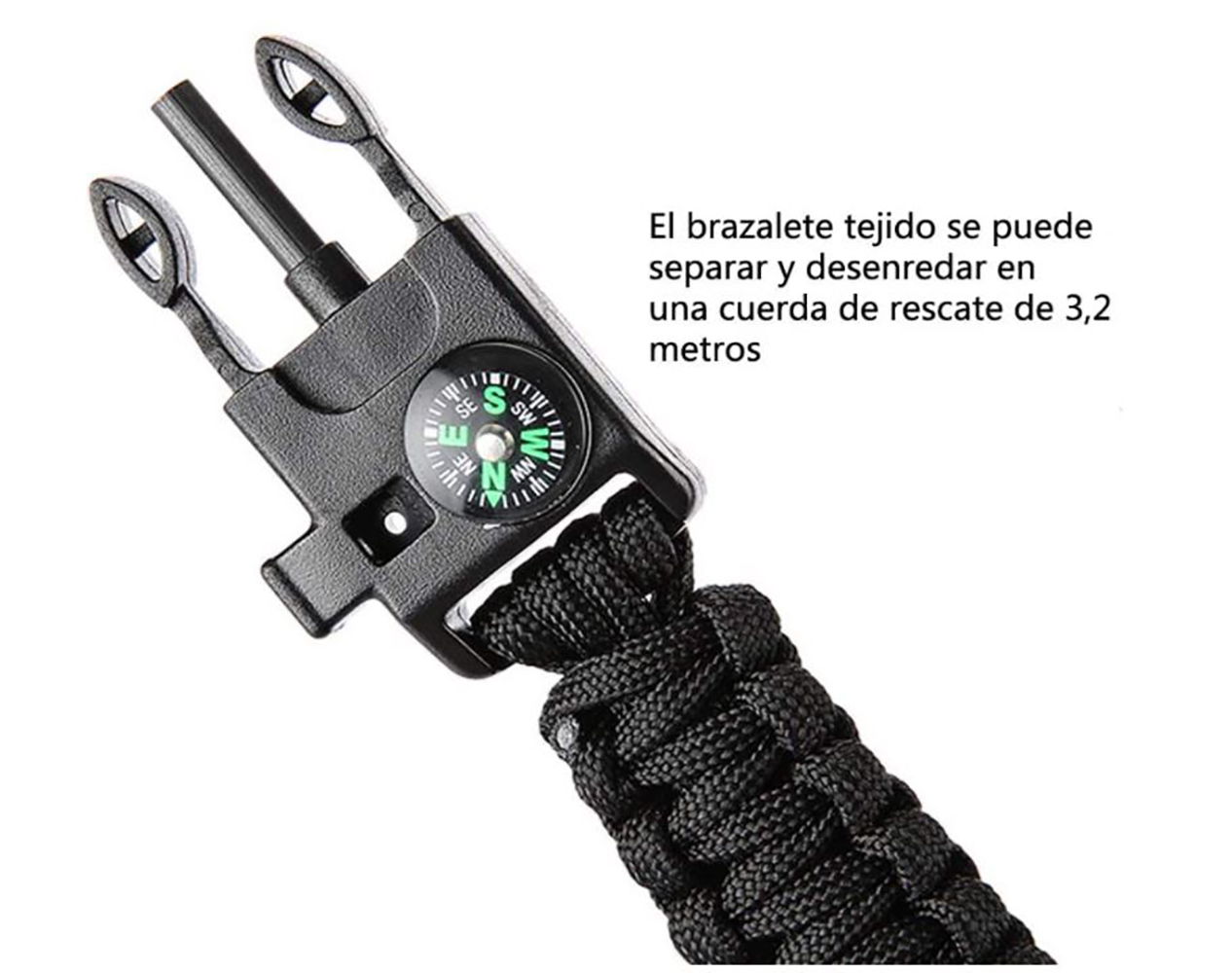 Pulsera de Supervivencia Paracord, Brazalete Táctico 5 en 1 brazalete emergencia campismo