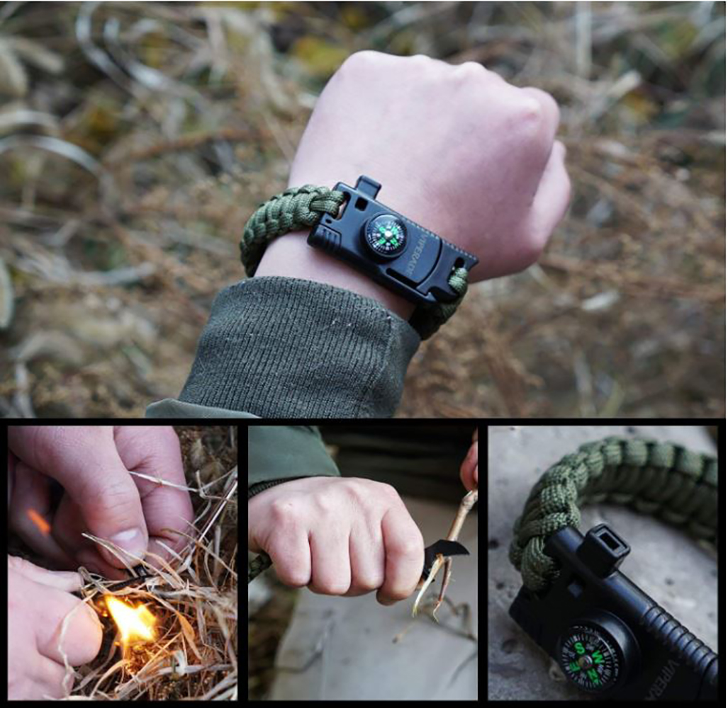 Pulsera de Supervivencia Paracord, Brazalete Táctico 5 en 1 brazalete emergencia campismo