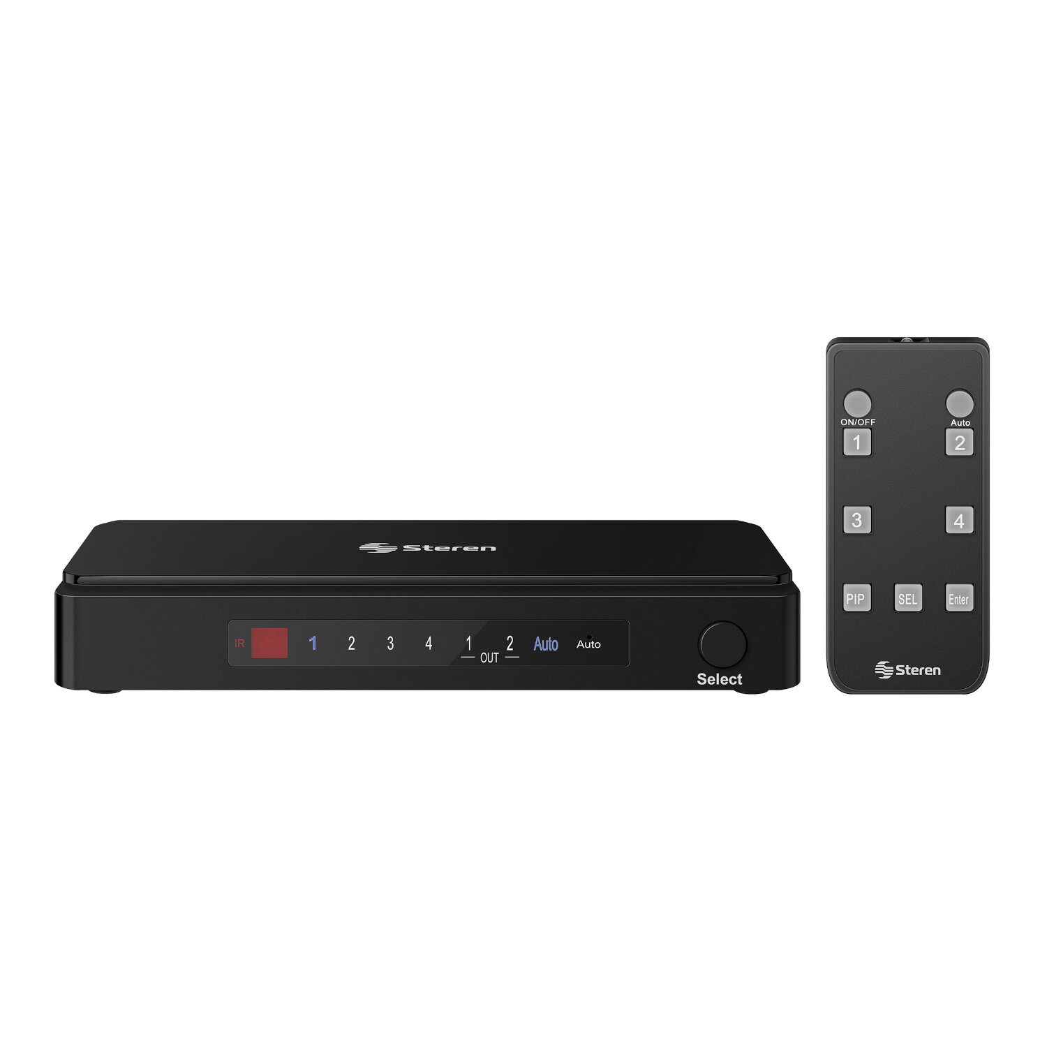 Steren Selector HDMI 4K de 4 entradas y 2 salidas, con control remoto y función PIP (Picture In Pict