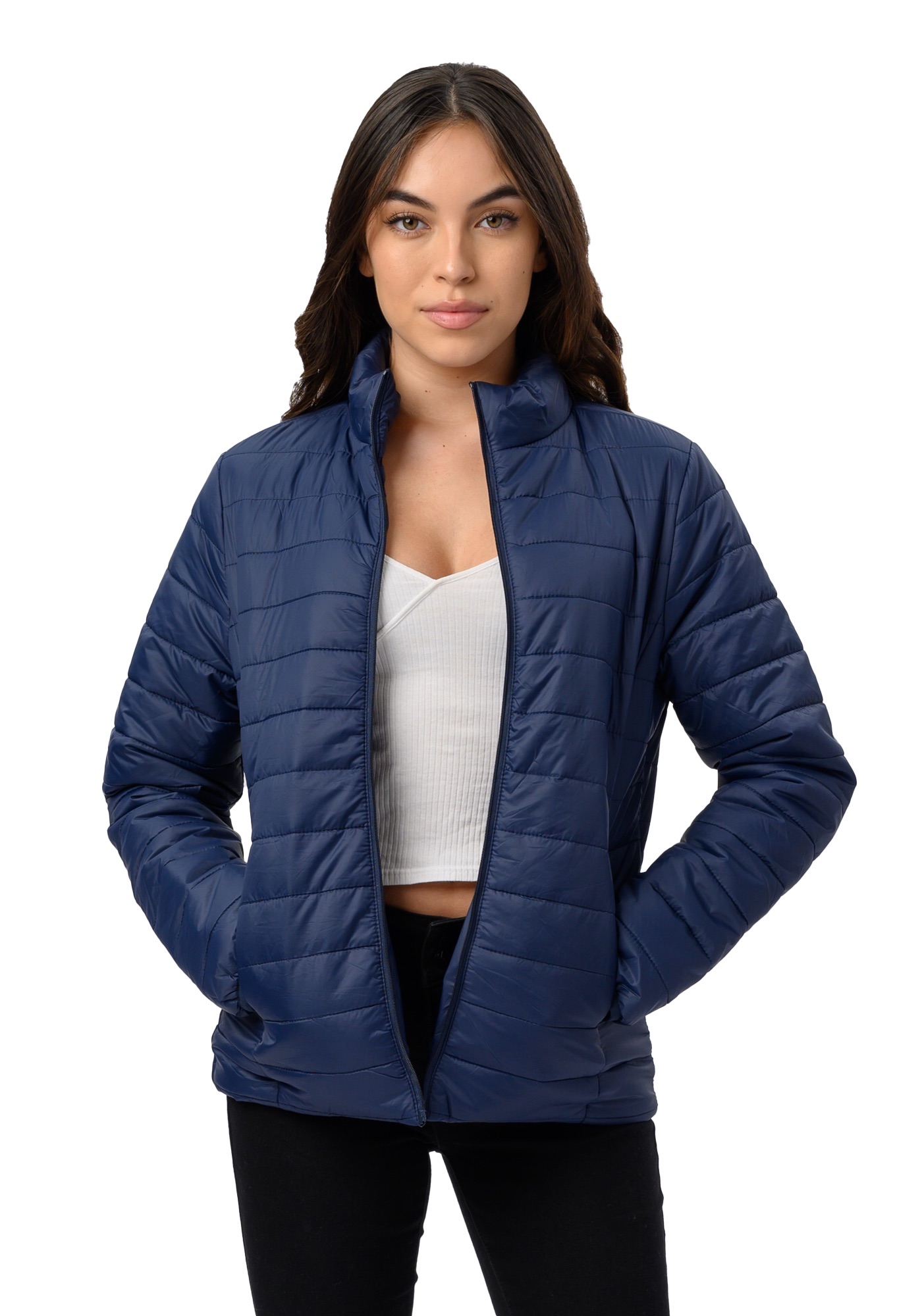 Chamarra Capitonada Ligera De Mujer Color Azul Marino - Refinery Republic