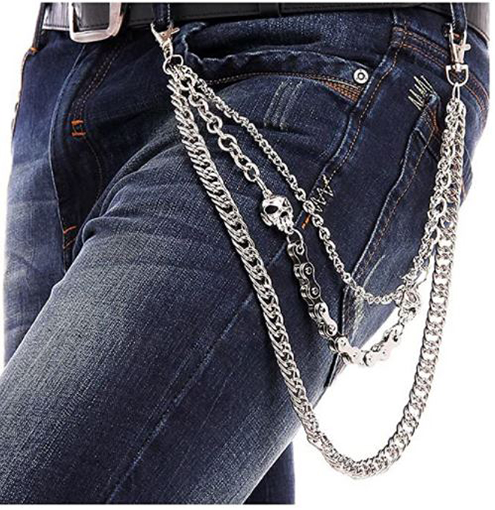 Cadena llavero para Pantalon Estilo Rock Gotico Hip hop Punk Motociclista, Cadena de Cinturón Cartera Calavera