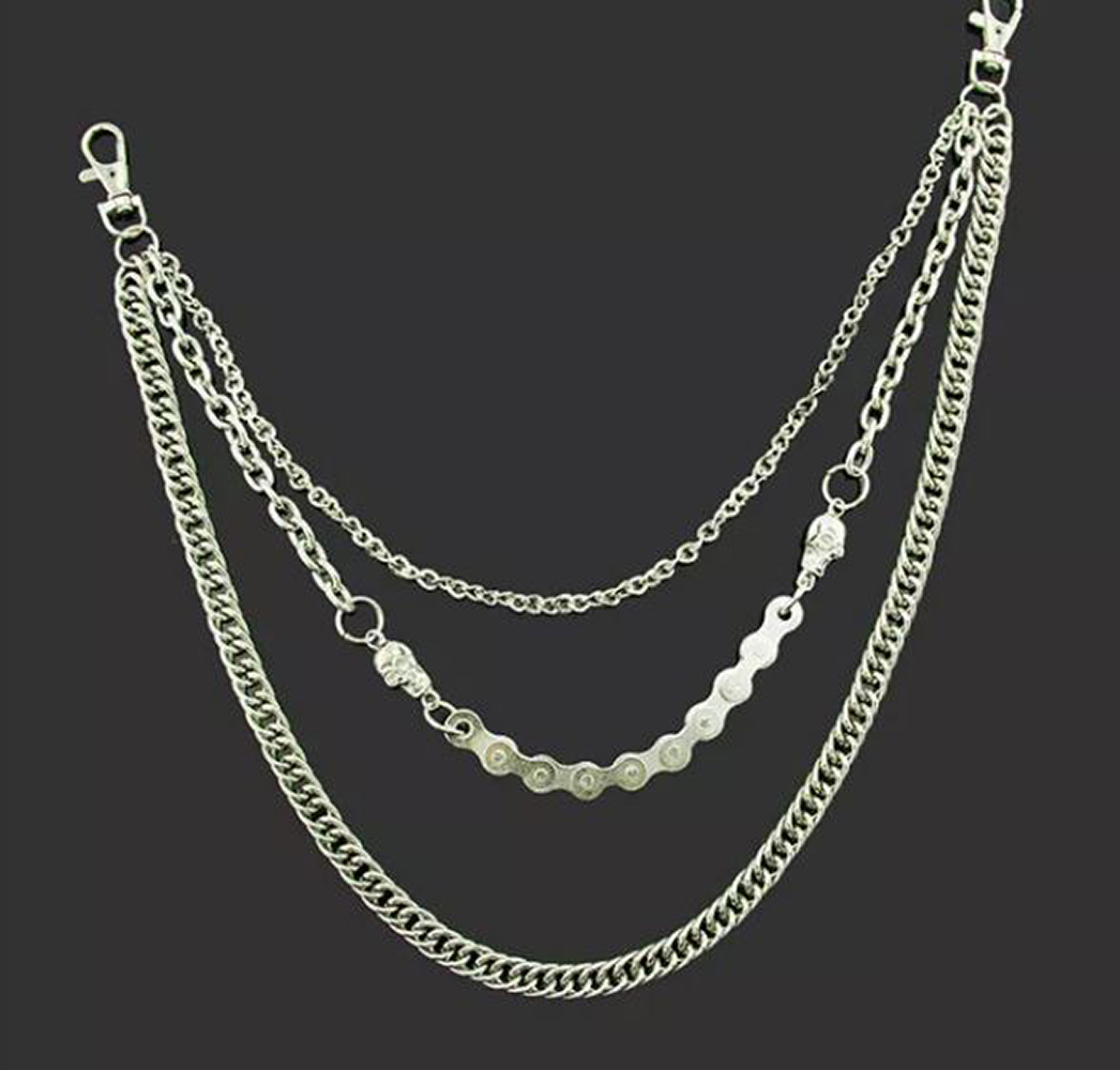 Cadena llavero para Pantalon Estilo Rock Gotico Hip hop Punk Motociclista, Cadena de Cinturón Cartera Calavera