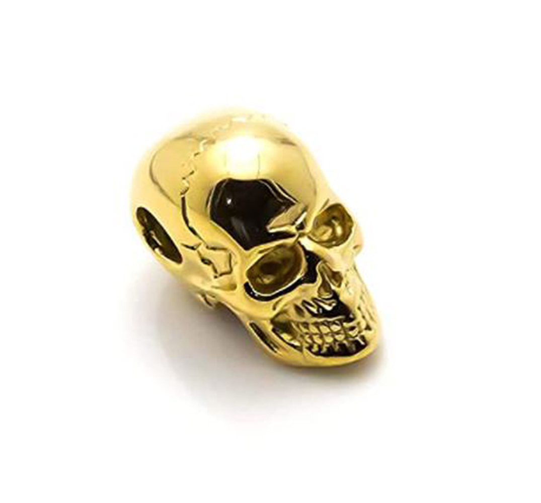 Collar Cadena Cráneo Calavera Skull Santa Muerte Death Acero Inoxidable color oro dorado
